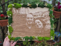 Laser engraved picture with moss